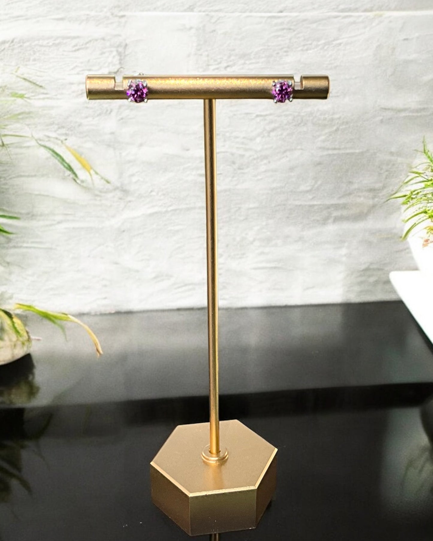 Bling Collection - Earring (Fuchsia Purple Moissanite)