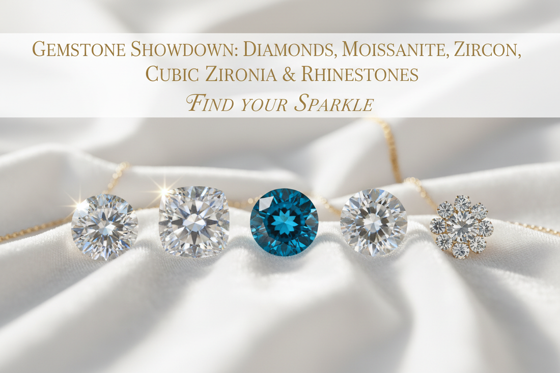Differences between Diamonds, Moissanite, Zircon, Cubic Zirconia and Rhinestones