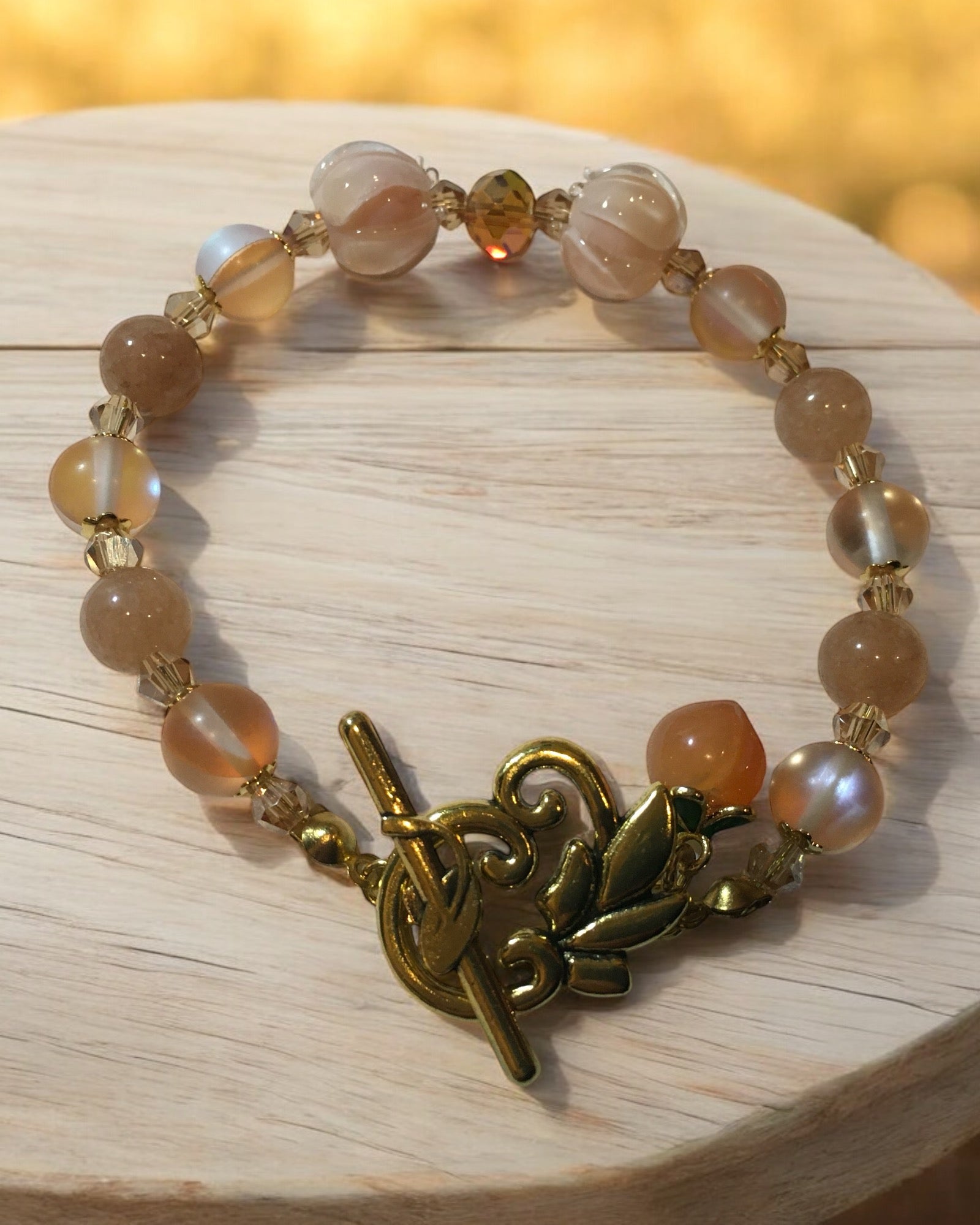 Moonstone & Lampwork Glass Designer Bracelet