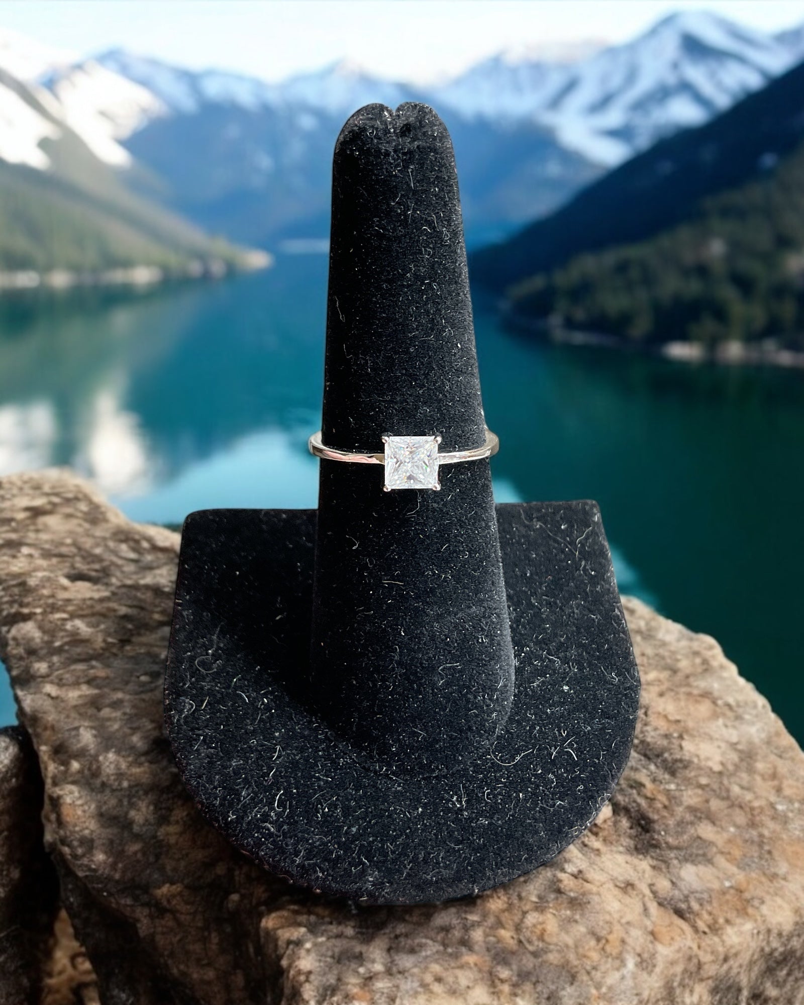 Bling Collection - Moissanite Solitaire Ring (Sterling)