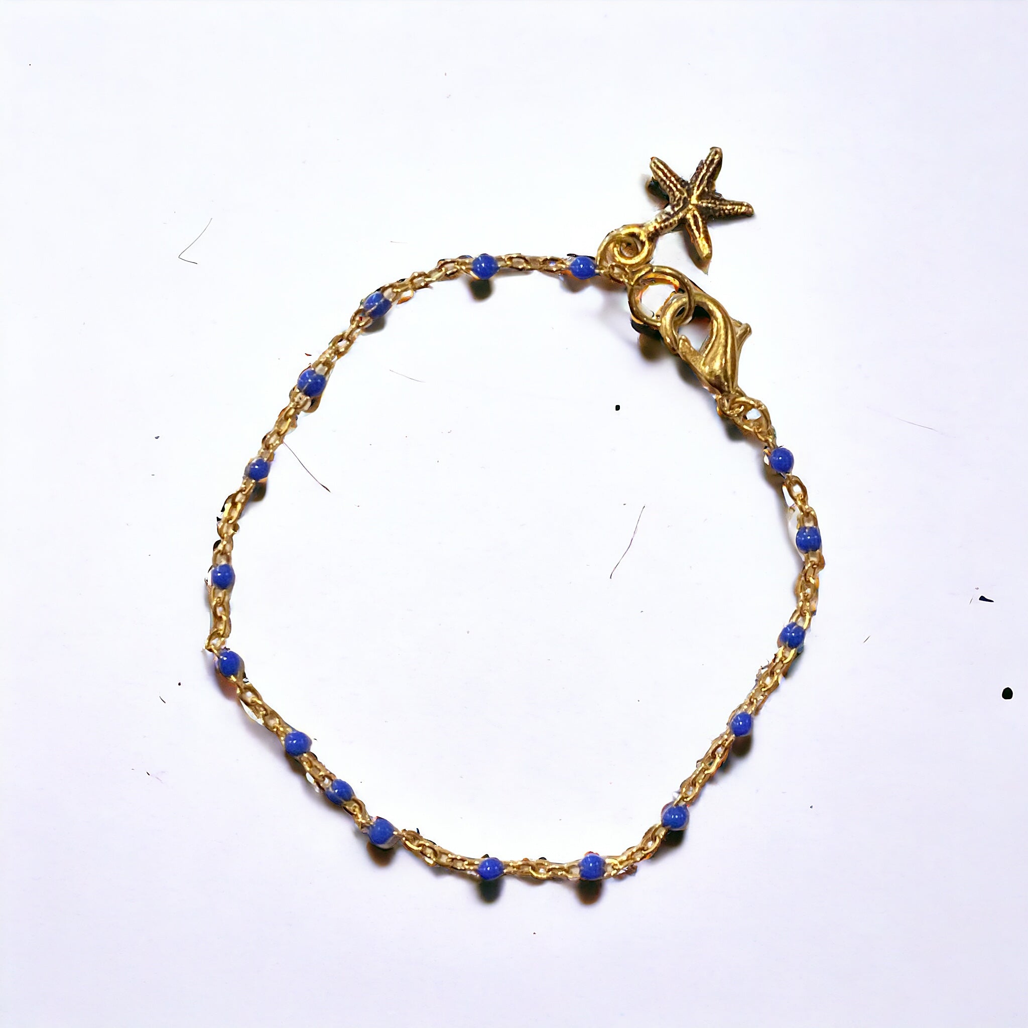 Lapis Lazuli & Gold Starfish Dainty Bracelet