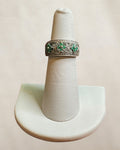 Quatrefoil Milgrain Sterling Silver Emerald & Diamond Ring - Estate Sale (Great Condition)