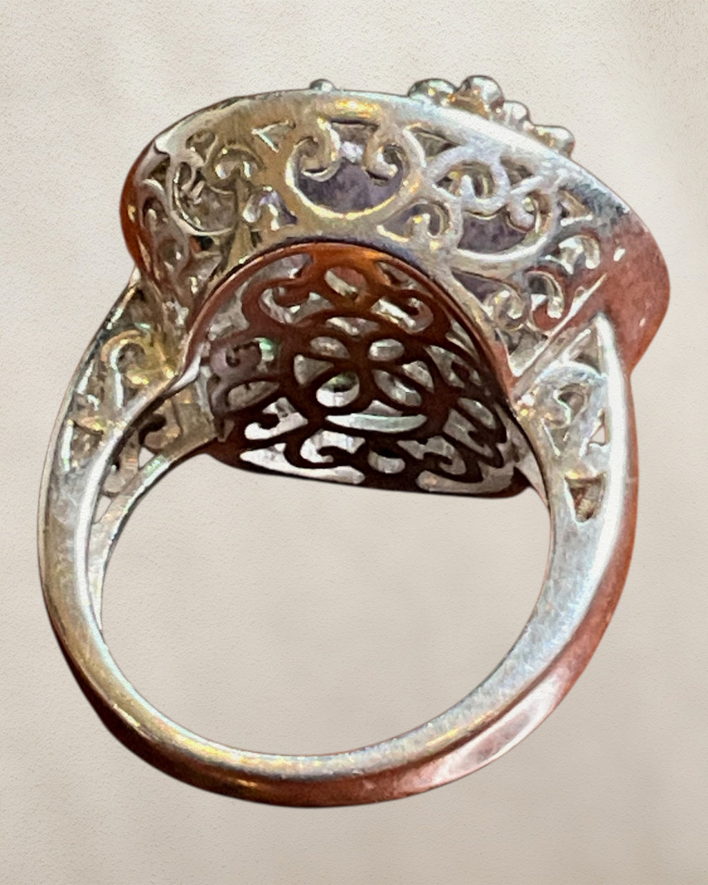 Sterling Silver Amethyst, Peridot, Blue Topaz & Citrine Cluster Ring - Estate Sale (Great Condition)