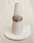 Gold-tone Snowflake Cluster CZ Ring - Estate Sale (Great Condition)