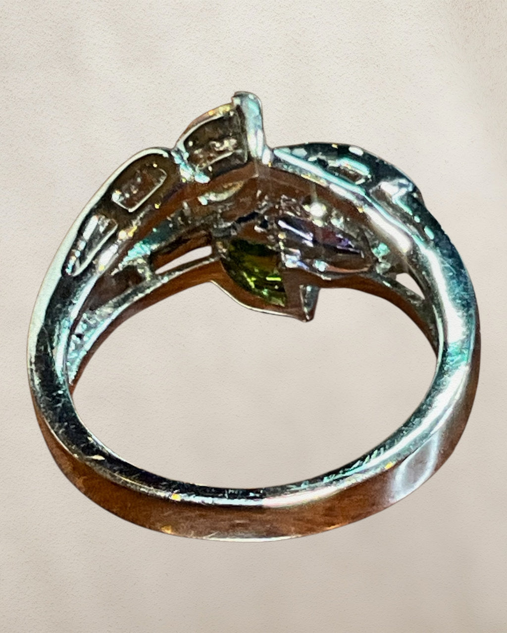 Silver Tone Amethyst, Peridot & Citrine Gemstone Ring - Estate Sale (Great Condition)