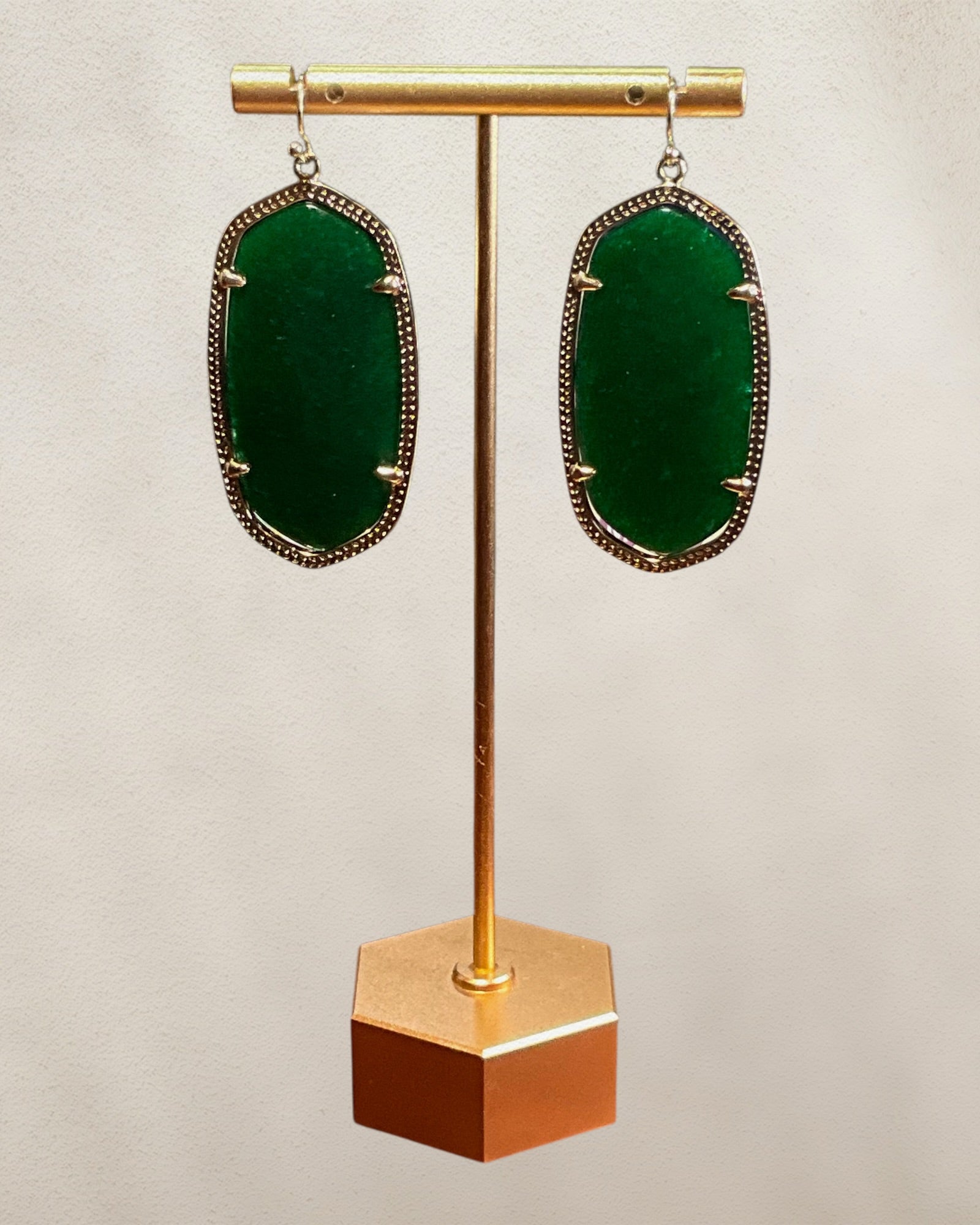 Kendra Scott Green & Gold Earrings - Estate Sale (Great Condition)