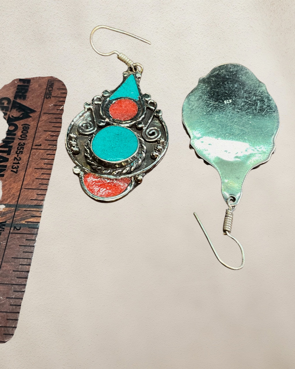 Southwest Inspired Turquoise & Coral Dangle Earrings