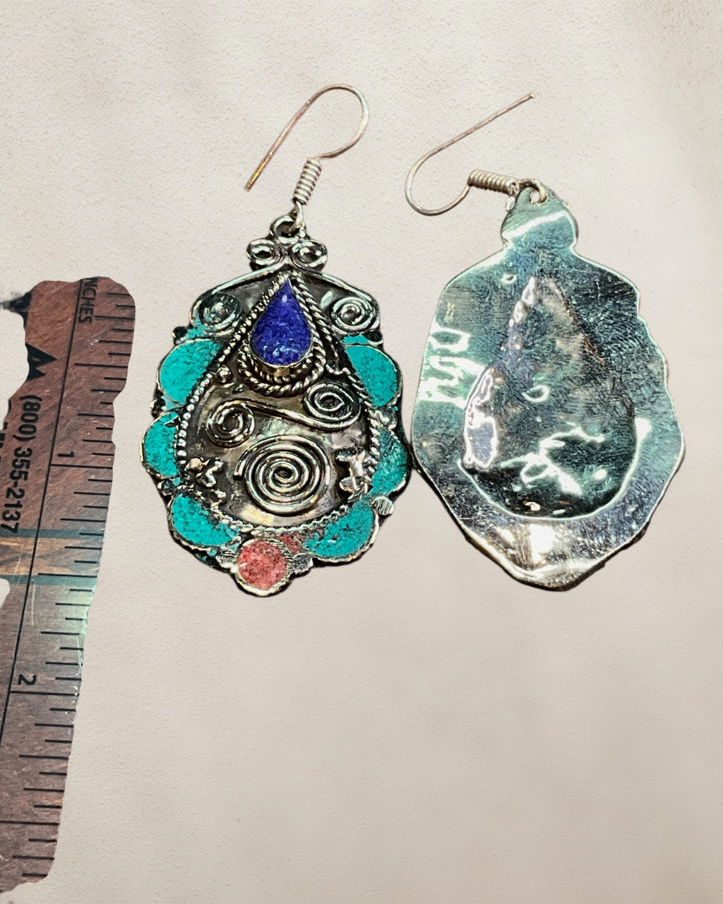 Southwest Inspired Turquoise & Coral Dangle Earrings