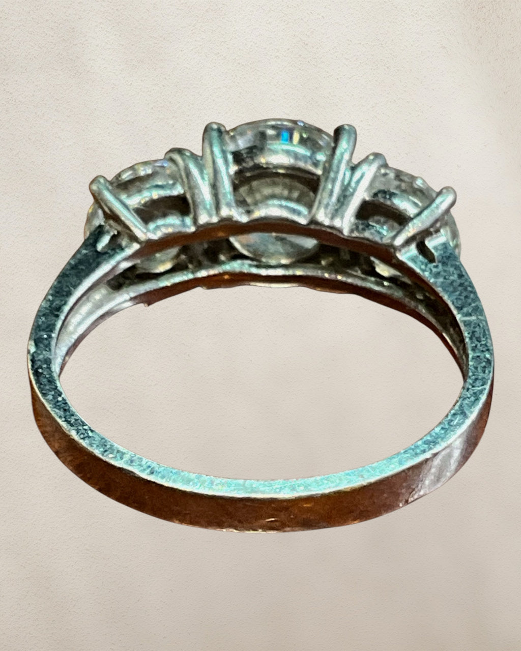 Sterling Silver 3 Stone Gemstone Ring Estate Sale (Great Condition)