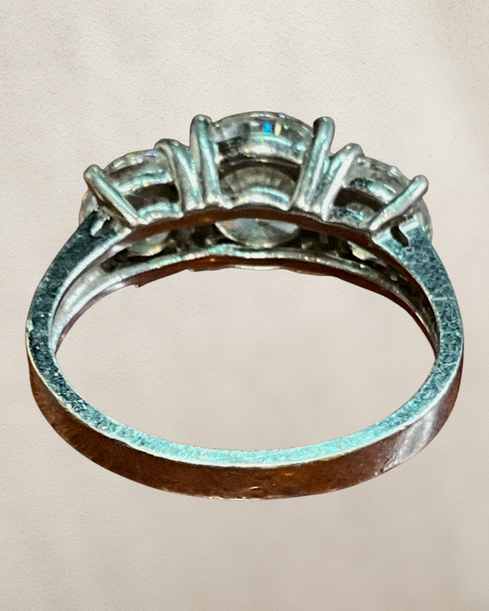 Sterling Silver 3 Stone Gemstone Ring Estate Sale (Great Condition)