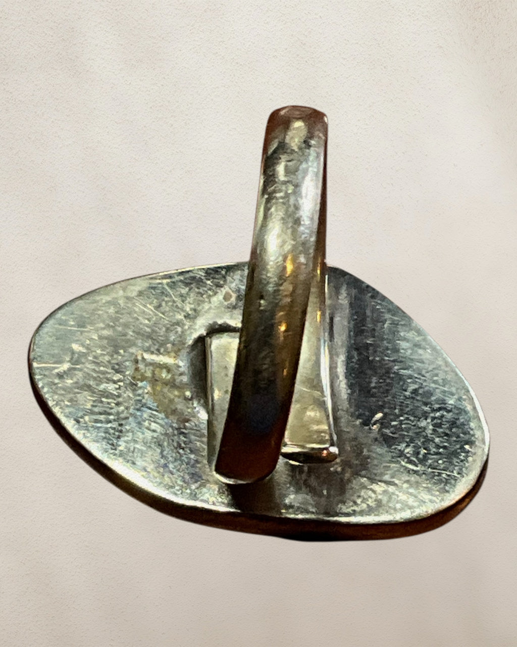 Silver Tone Flat Stacker Mother of Pearl Ring - Estate Sale (Great Condition)
