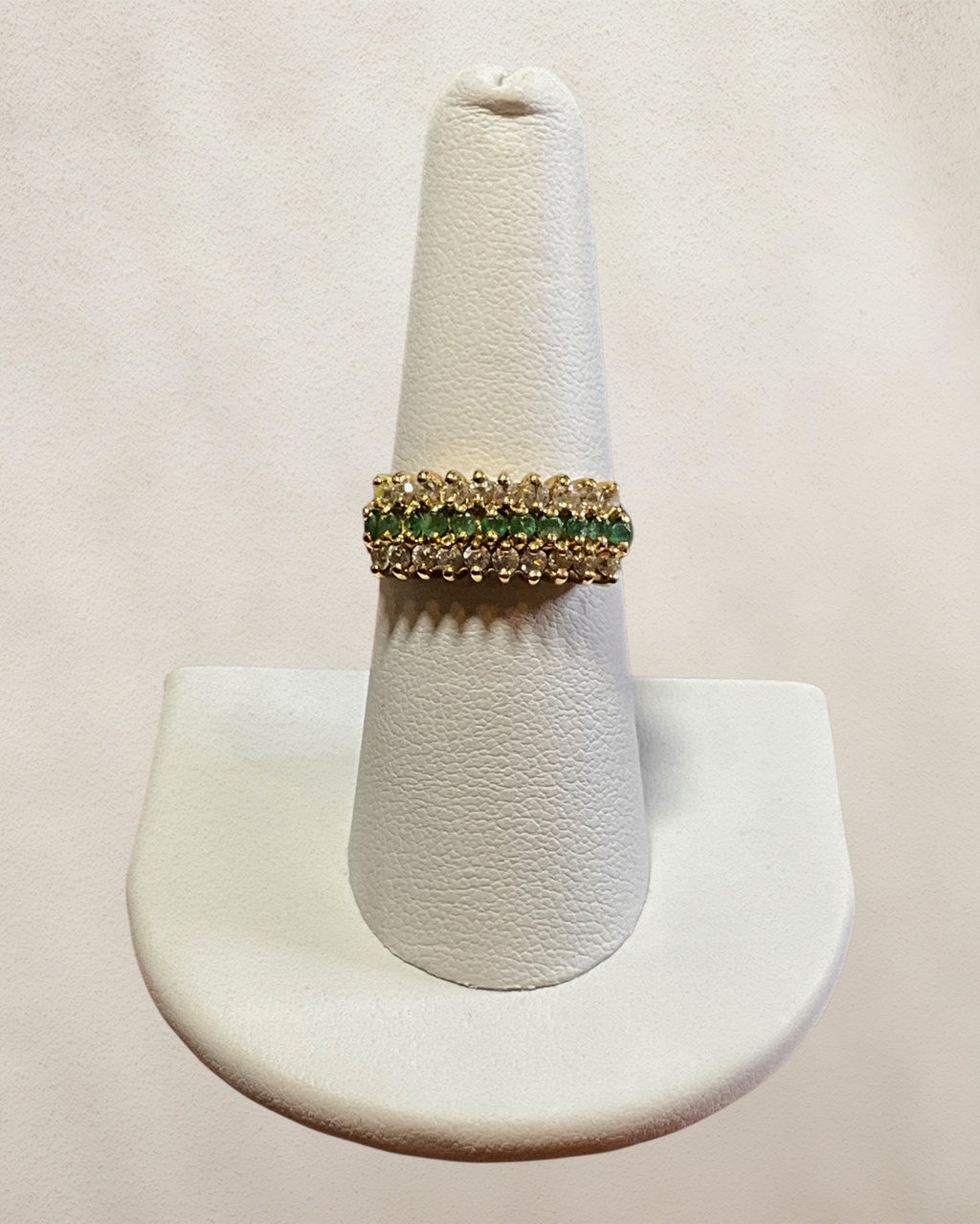Sterling Silver Emerald and CZ Gemstone Ring - Estate Sale (Great Condition)