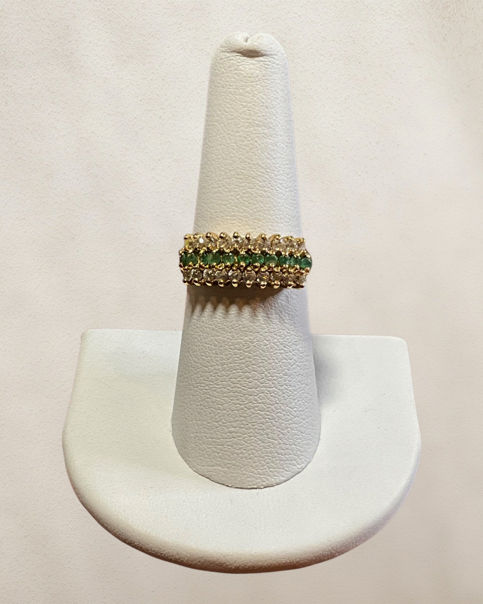 Sterling Silver Emerald and CZ Gemstone Ring - Estate Sale (Great Condition)
