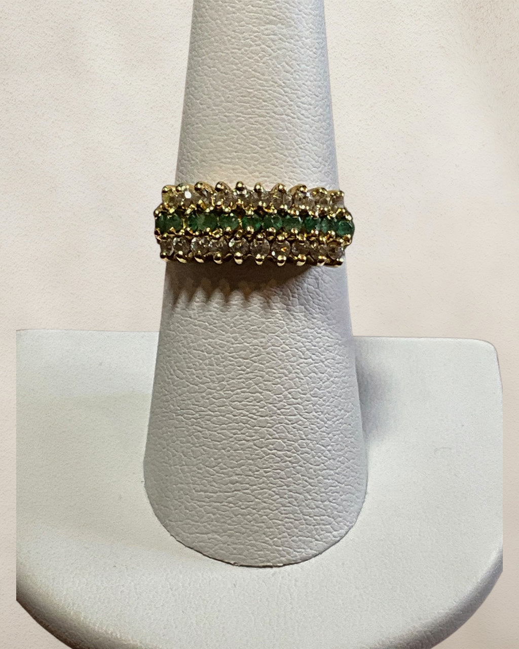 Sterling Silver Emerald and CZ Gemstone Ring - Estate Sale (Great Condition)