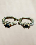 Ross Simmons Gold Over Sterling Silver Blue Sapphire Huggie Earrings - Estate Sale (Great Condition)