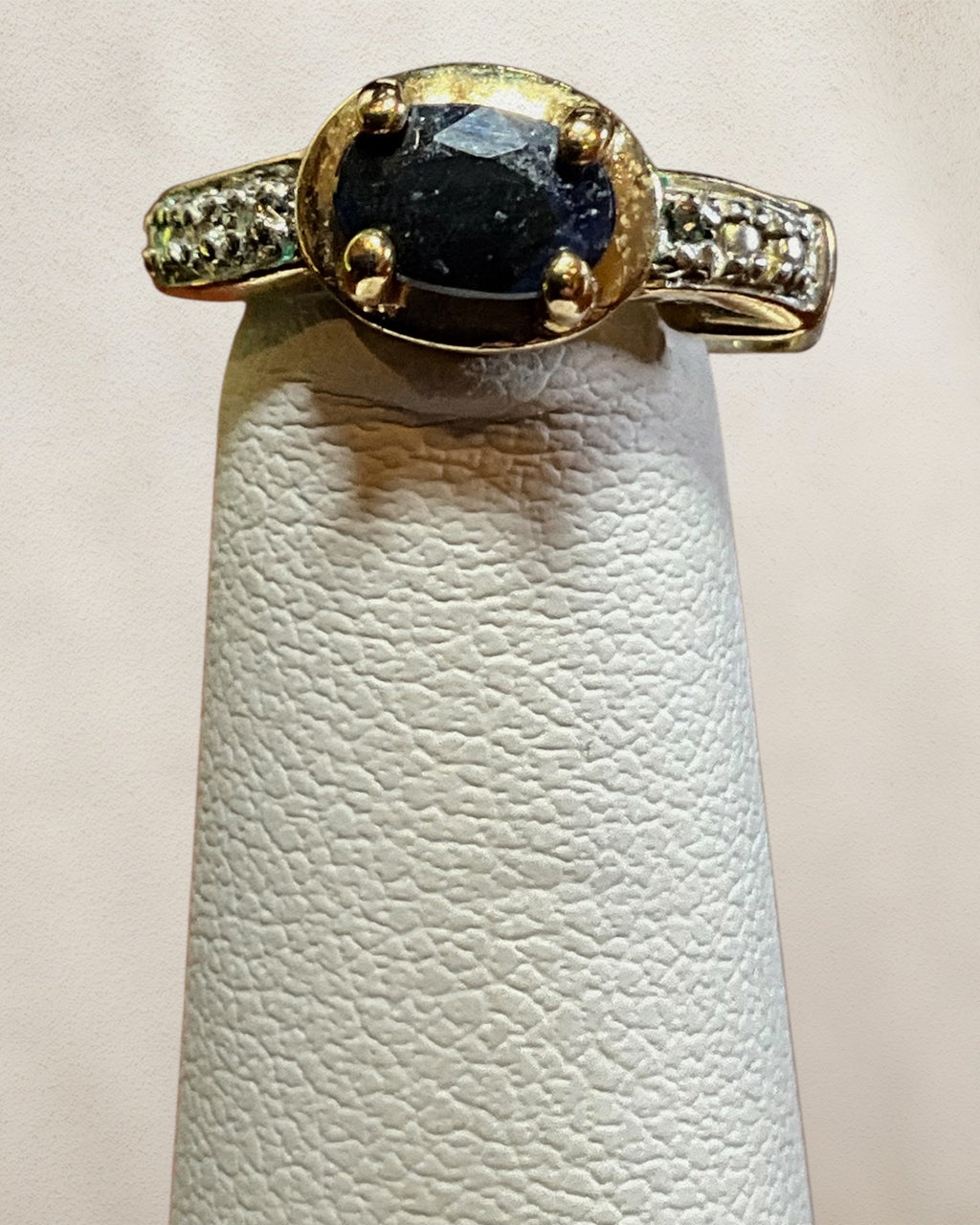 Ross Simmons Gold Over Sterling Silver Blue Sapphire Huggie Earrings - Estate Sale (Great Condition)
