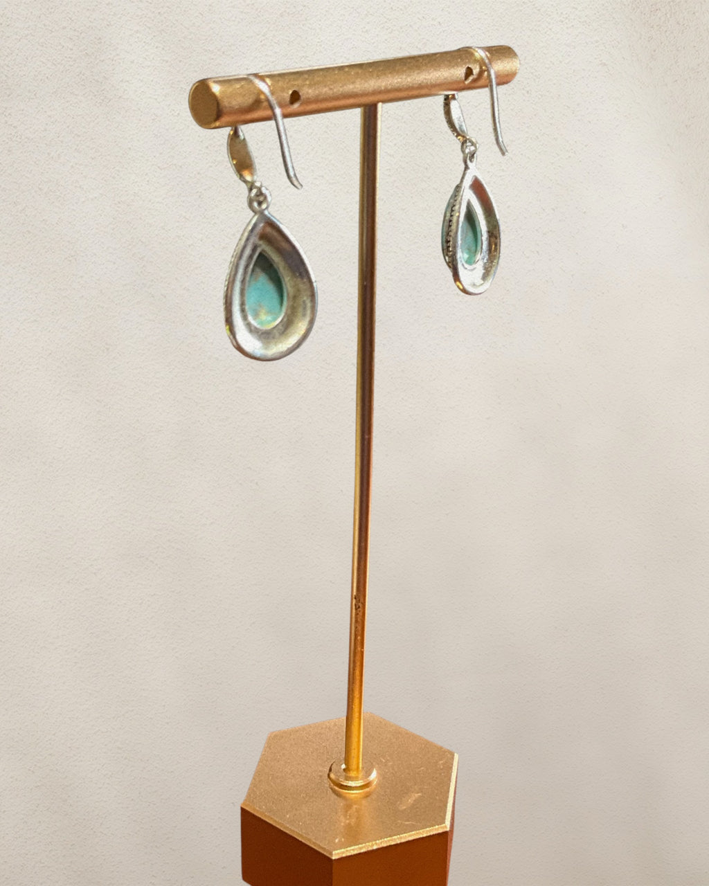 Sterling Silver Turquoise & Marcasite Dangle Earrings - Estate Sale (Great Condition)