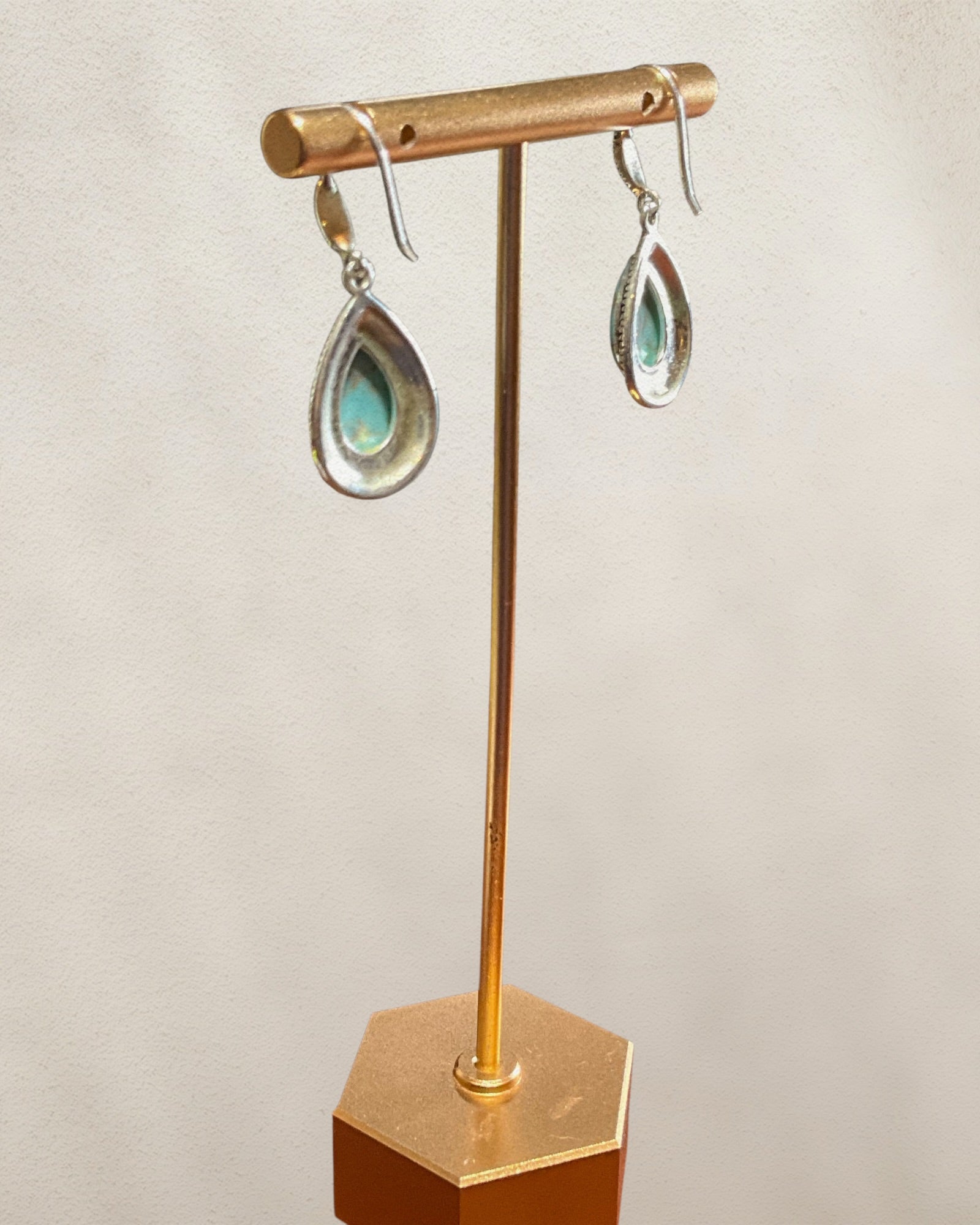 Sterling Silver Turquoise & Marcasite Dangle Earrings - Estate Sale (Great Condition)