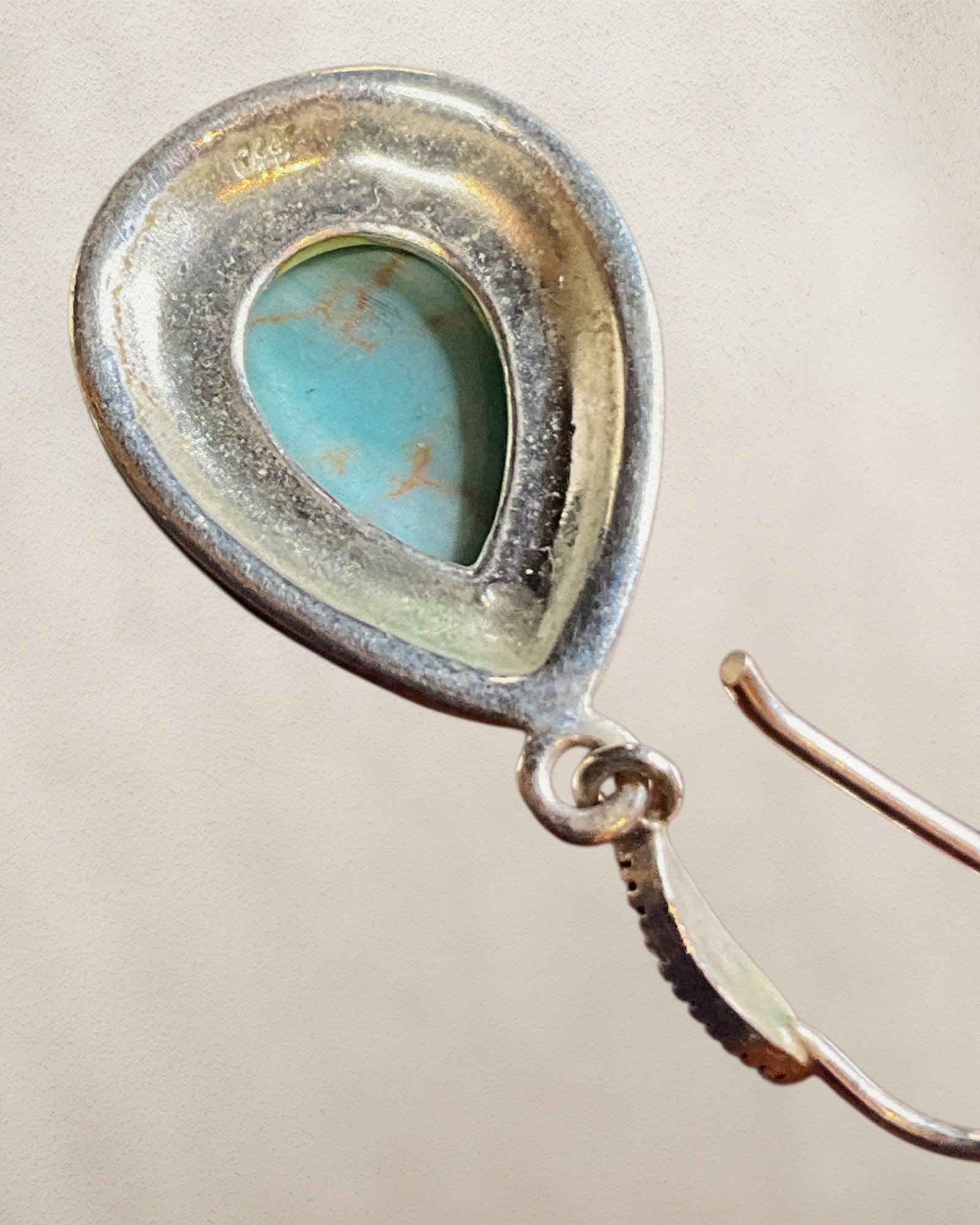 Sterling Silver Turquoise & Marcasite Dangle Earrings - Estate Sale (Great Condition)