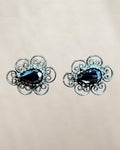 Sterling Silver Black Onyx Filagree Stud Earrings - Estate Sale (Great Condition)