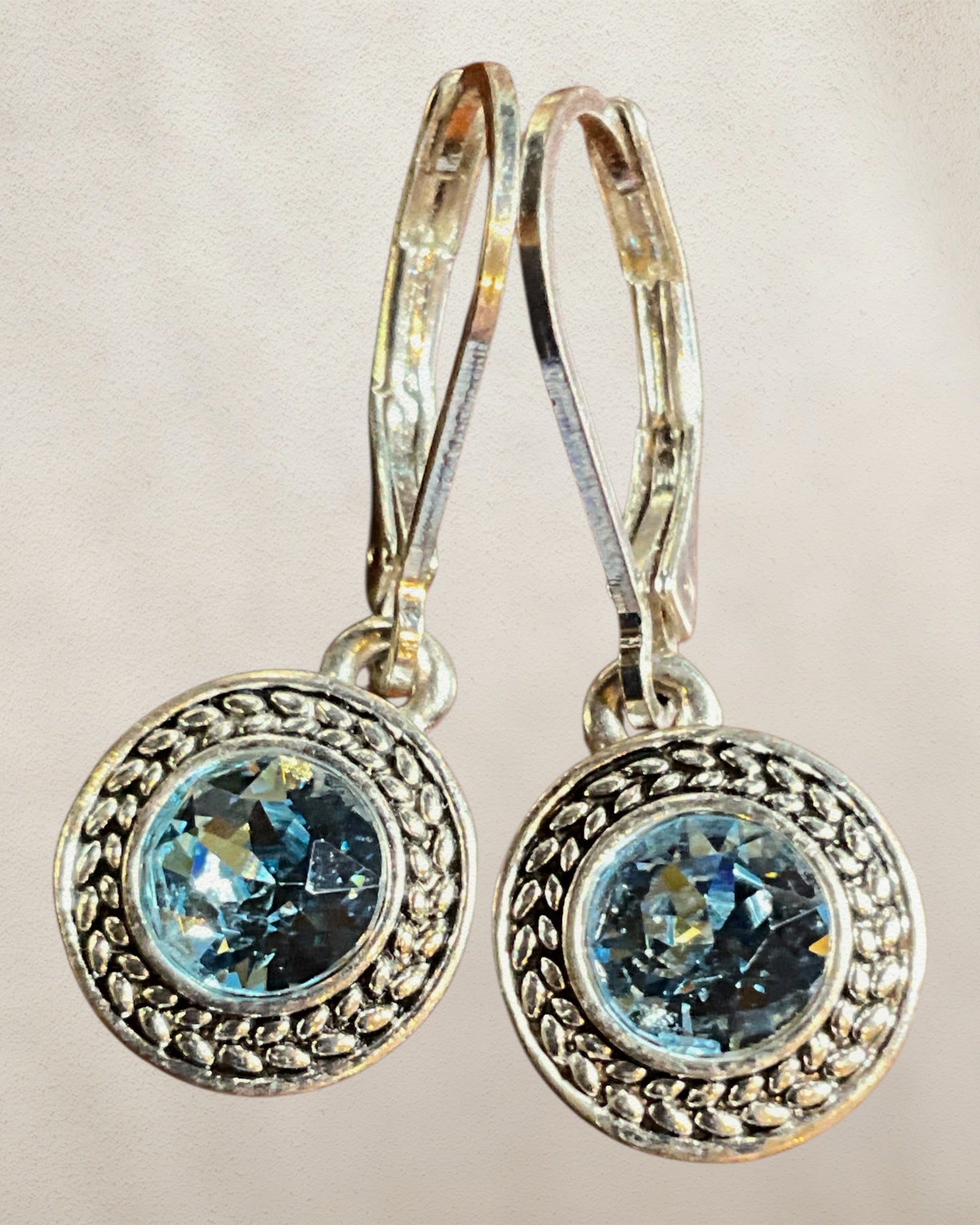 Napier Dangle Blue Topaz Earrings - Estate Sale (Great Condition)