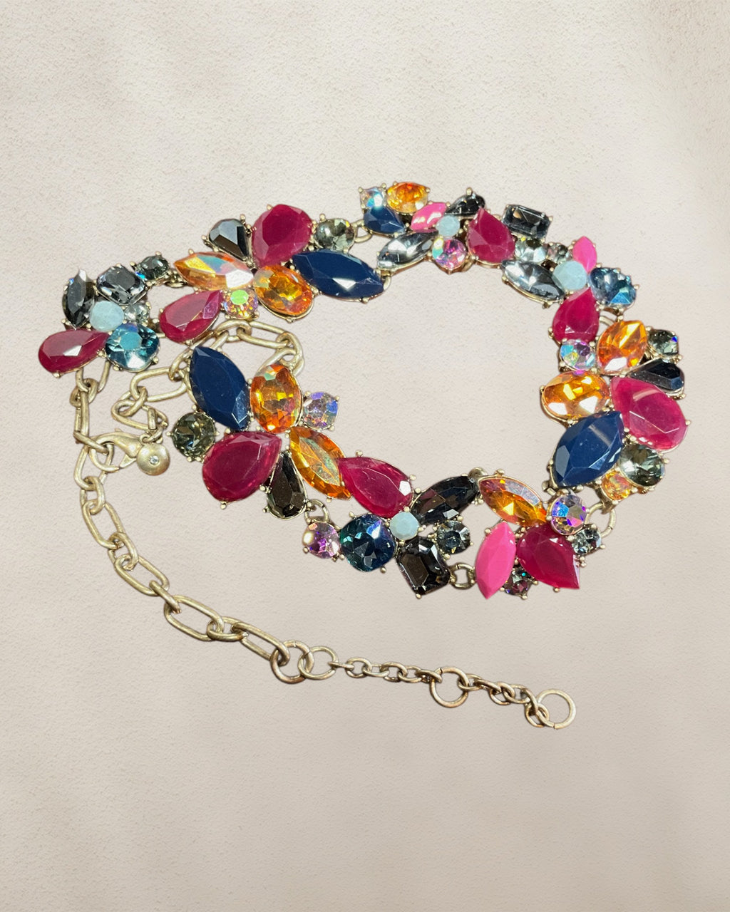JCrew Gold-tone Multi Gemstone Necklace 16-18” - Estate Sale (Great Condition)