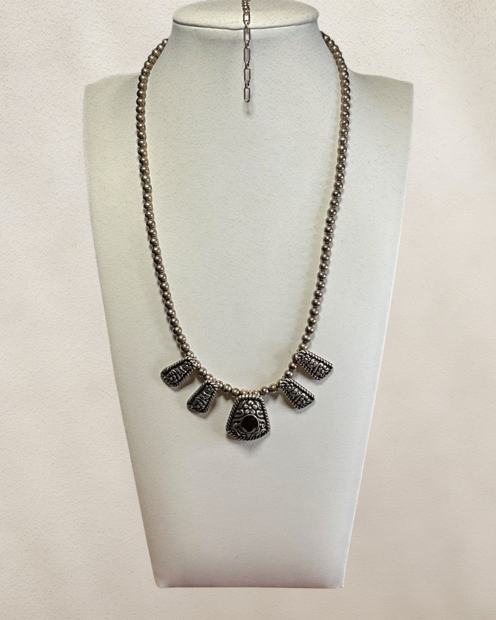 Vintage Carolyn Pollack Relios", "925 Sterling Silver", "Navajo Pearl Style Beads", and "Multi-Pendant Floral Garnet Necklace, 16-18” - Estate Sale (Great Condition)