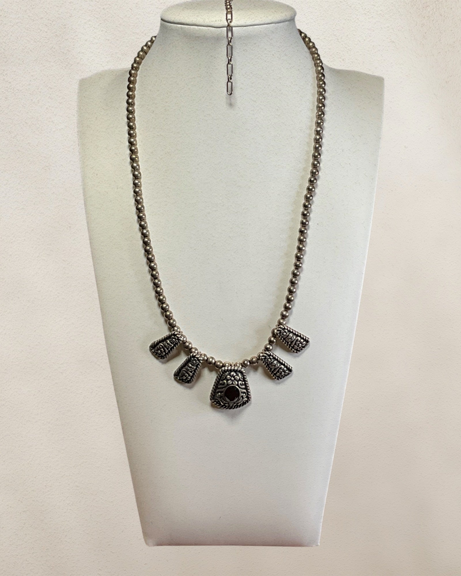 Vintage Carolyn Pollack Relios", "925 Sterling Silver", "Navajo Pearl Style Beads", and "Multi-Pendant Floral Garnet Necklace, 16-18” - Estate Sale (Great Condition)