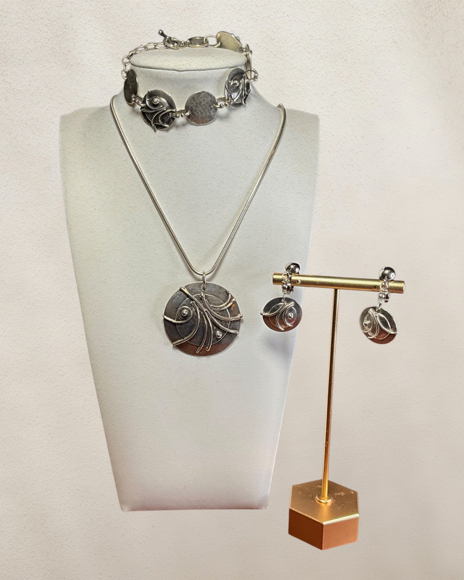 Regina Marie Sterling Silver Pendant Necklace on a Snake Chain, Bracelet & Earrings - Estate Sale (Great Condition)
