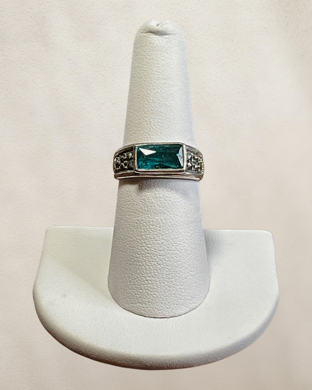 Sterling Silver Blue Topaz CZ Ring - Estate Sale (Great Condition)