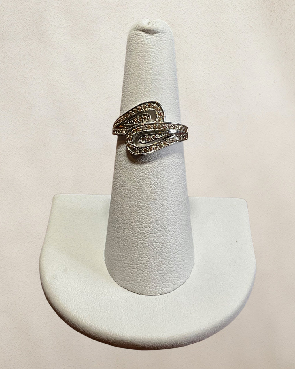 Silver Tone Swirl CZ Ring - Estate Sale (Great Condition)