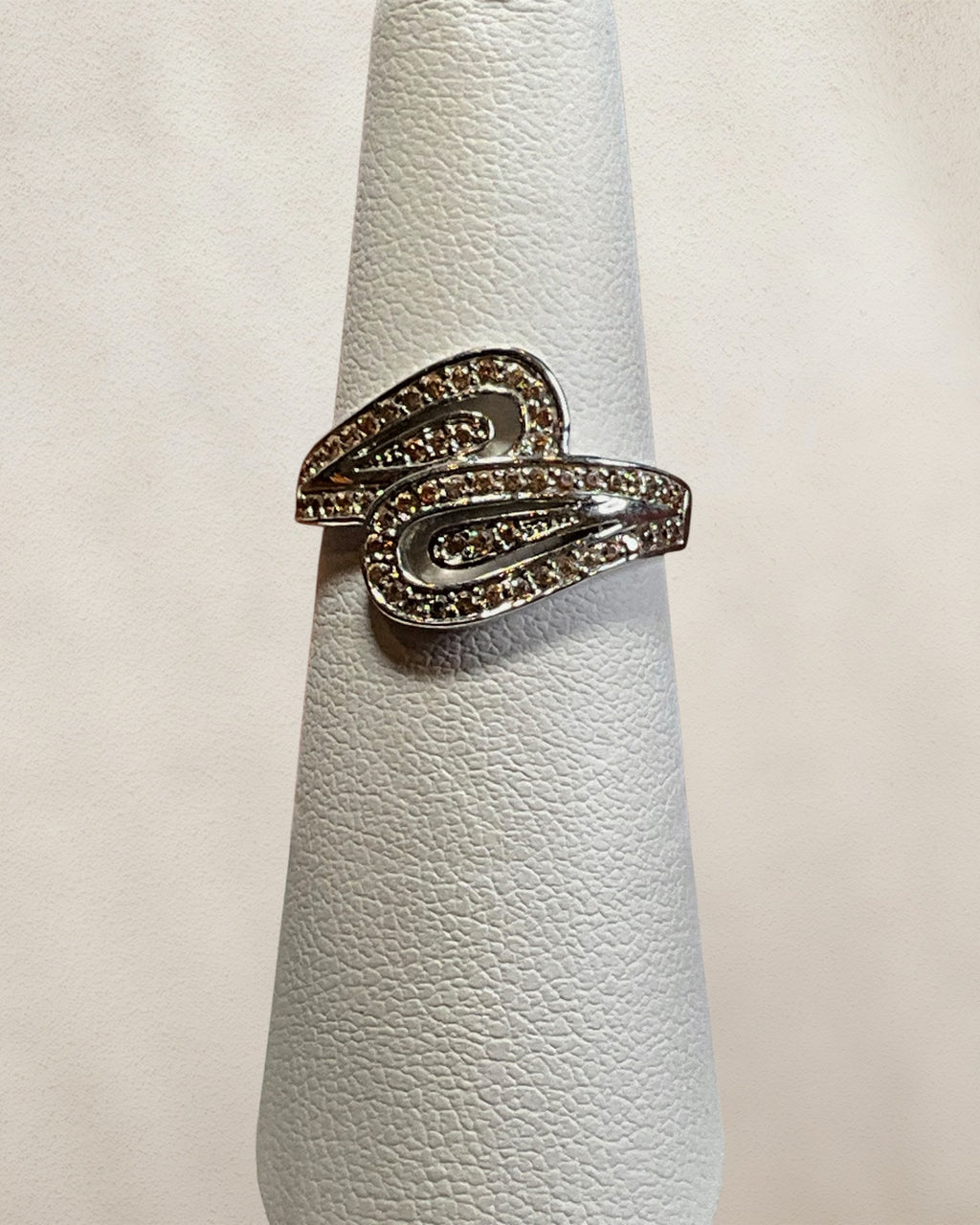 Silver Tone Swirl CZ Ring - Estate Sale (Great Condition)