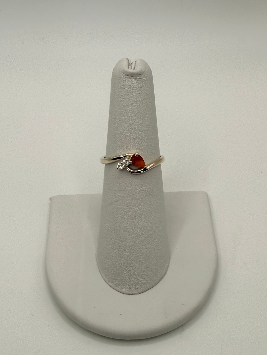 Bling Collection - Sterling Silver White Topaz and Mexican Fire Opal Ring
