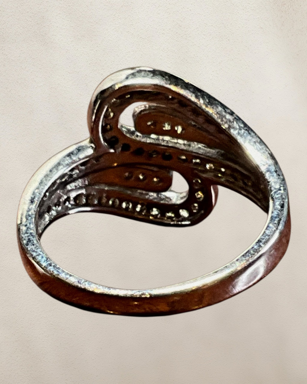 Silver Tone Swirl CZ Ring - Estate Sale (Great Condition)