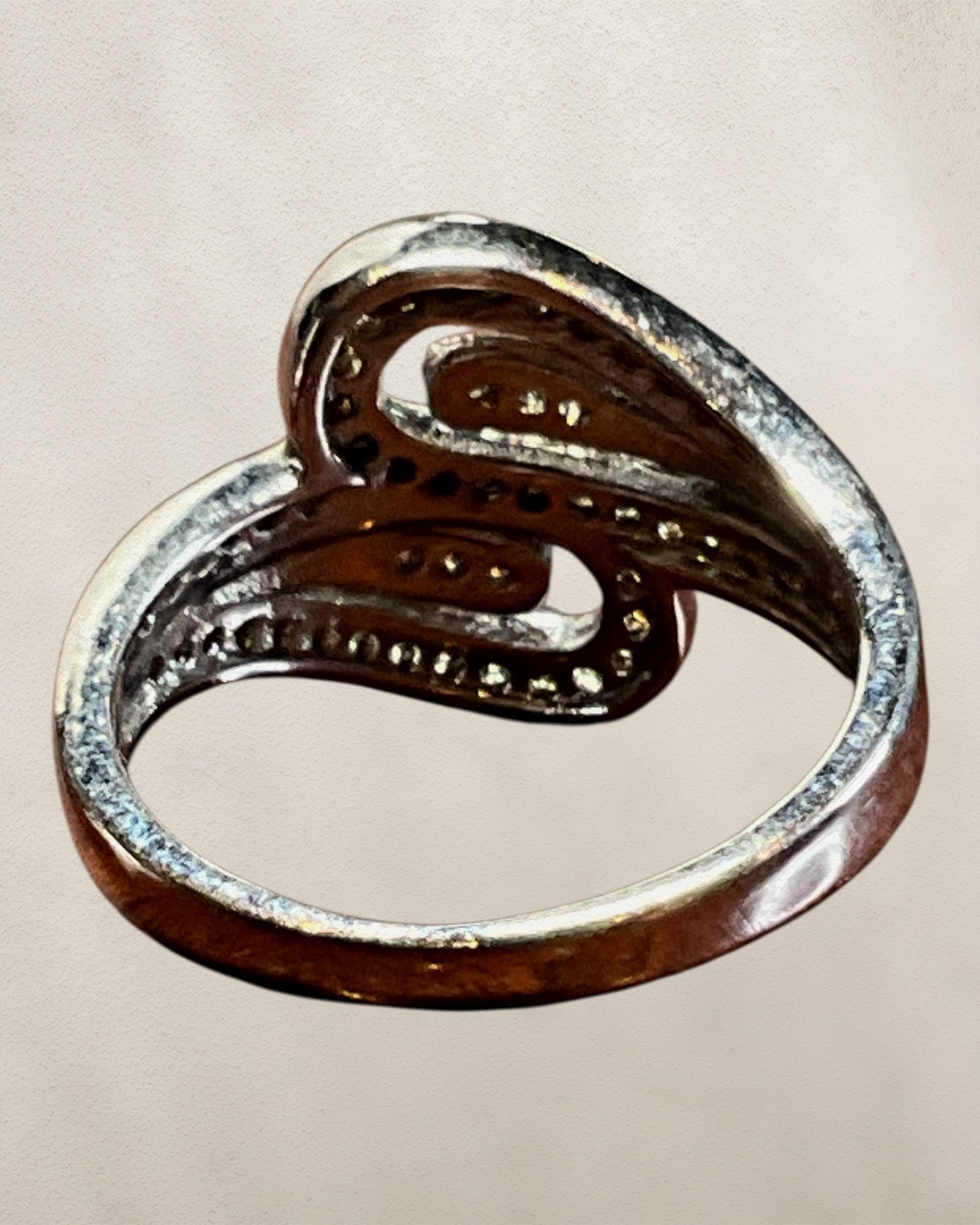 Silver Tone Swirl CZ Ring - Estate Sale (Great Condition)