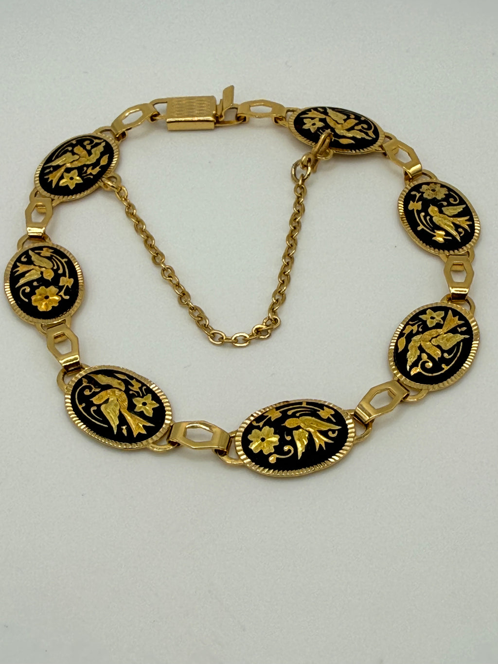 Damascene Black & Gold Bracelet - Estate Sale (Great Condition)