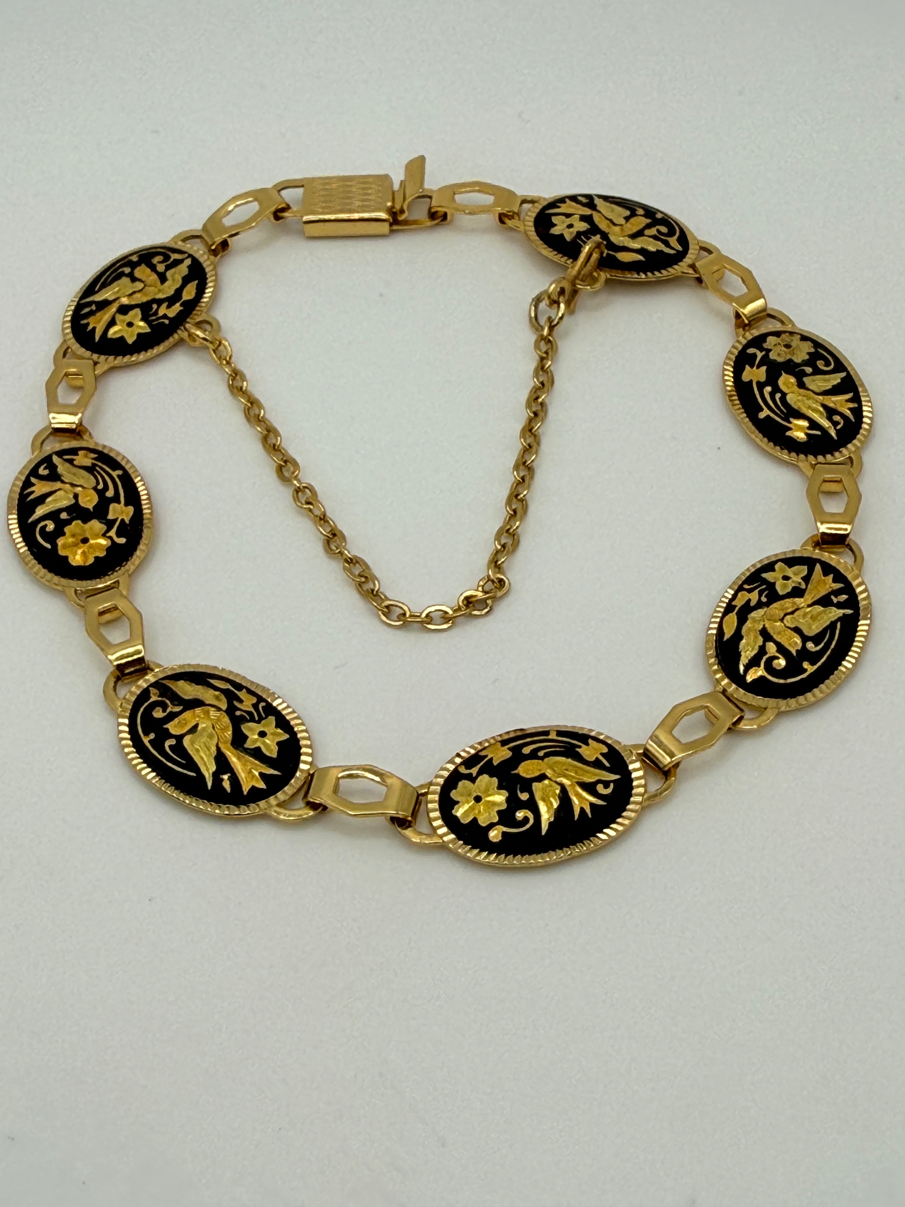 Damascene Black & Gold Bracelet - Estate Sale (Great Condition)