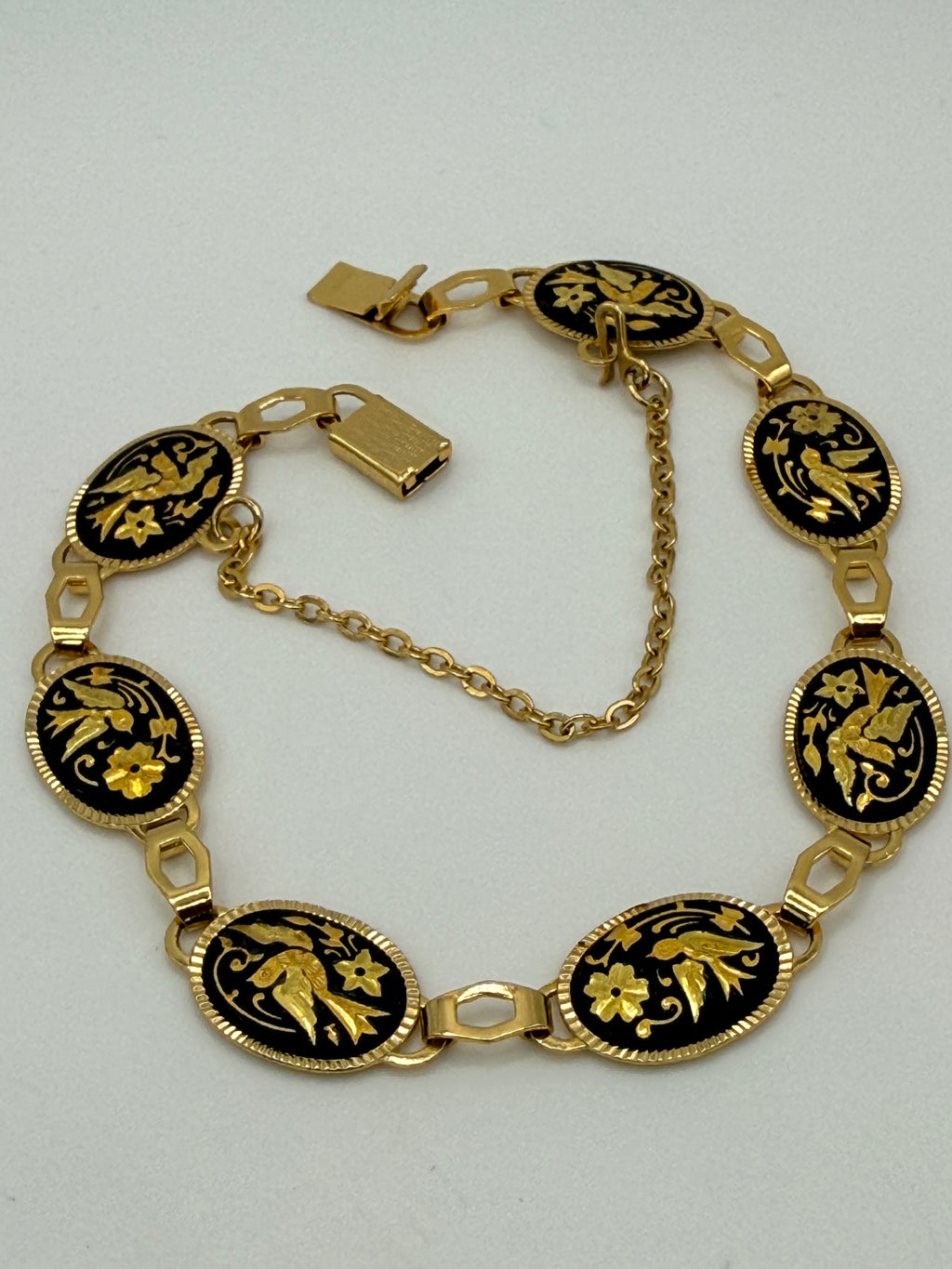 Damascene Black & Gold Bracelet - Estate Sale (Great Condition)