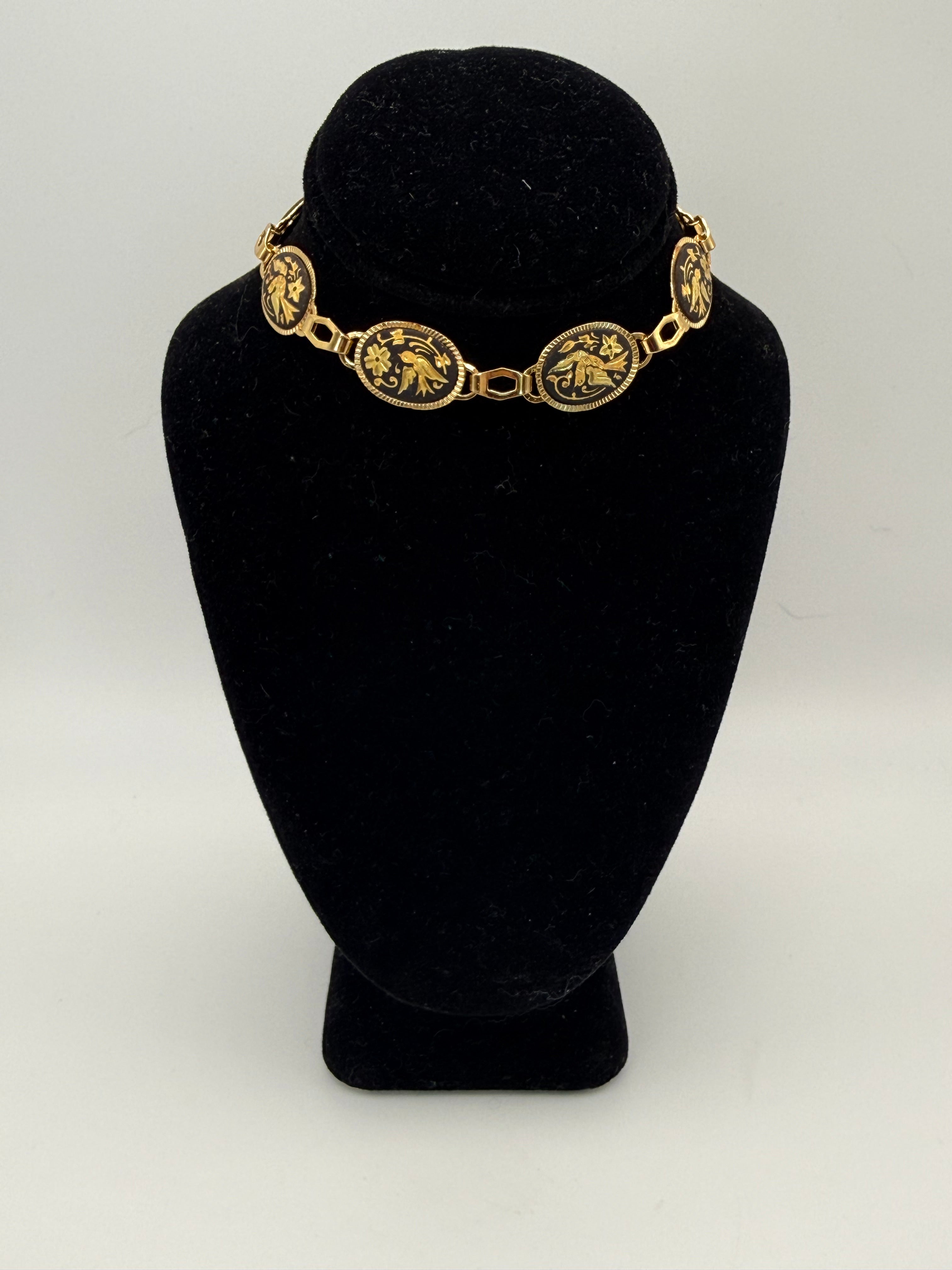 Damascene Black & Gold Bracelet - Estate Sale (Great Condition)