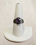 Sterling Silver Amethyst CZ Ring - Estate Sale (Great Condition)