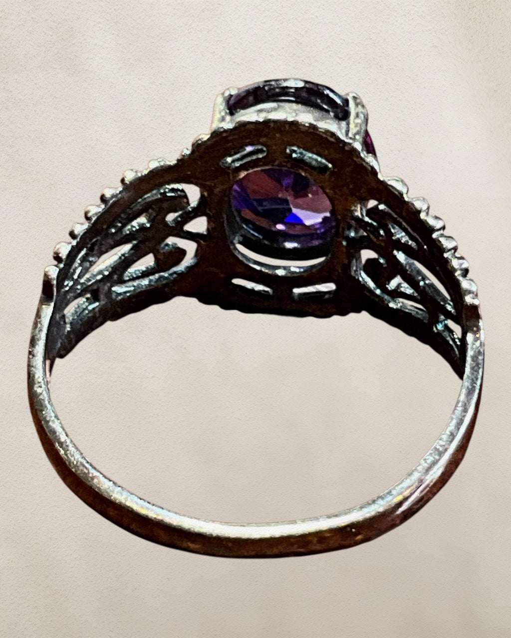 Sterling Silver Amethyst CZ Ring - Estate Sale (Great Condition)