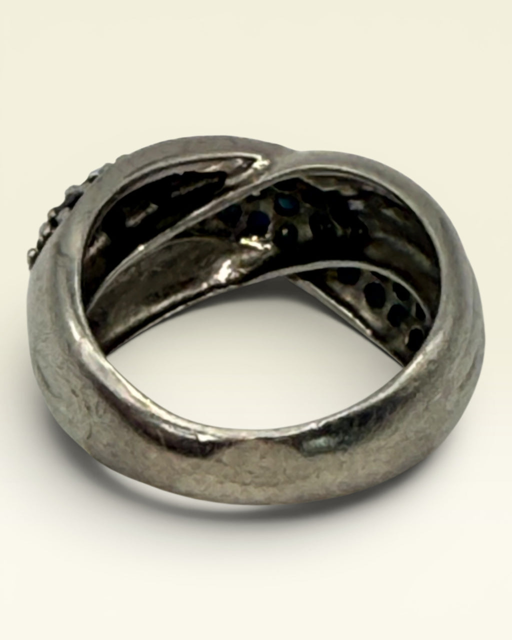 Sterling Silver Blue Sapphire Crossover Ring - Estate Sale (Great Condition)