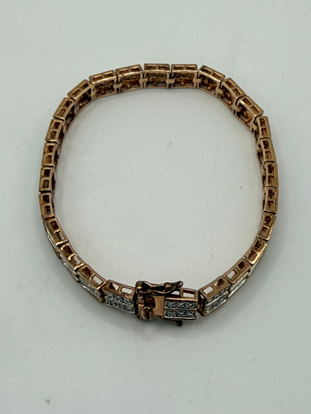 Ross Simmons Diamond & Cubic Zirconia Gold Over Sterling Bracelet - Estate Sale (Great Condition)