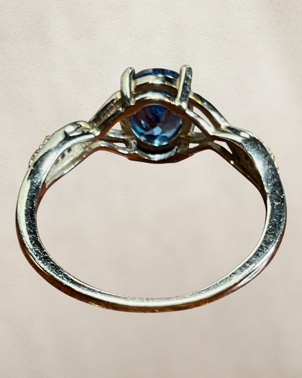RYZE 925 Sterling Silver Ring with Lab-Created Blue Spinel & CZ Accents Ring - Estate Sale (Great Condition)