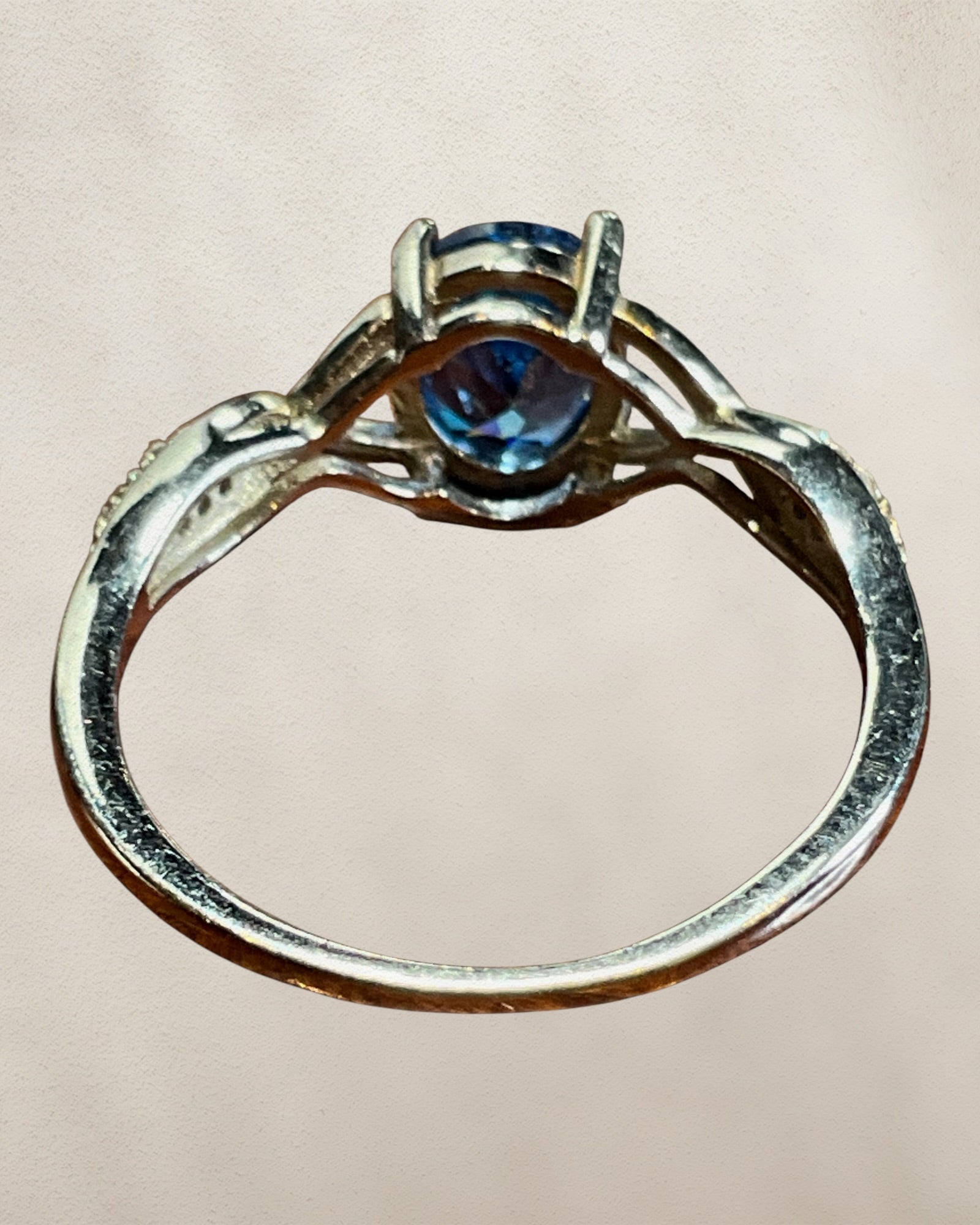 RYZE 925 Sterling Silver Ring with Lab-Created Blue Spinel & CZ Accents Ring - Estate Sale (Great Condition)