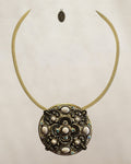 Michal Golan Choker Necklace Featuring a Large, Ornate Pendant with Semi-Precious Stones - Estate Sale (Great Condition)