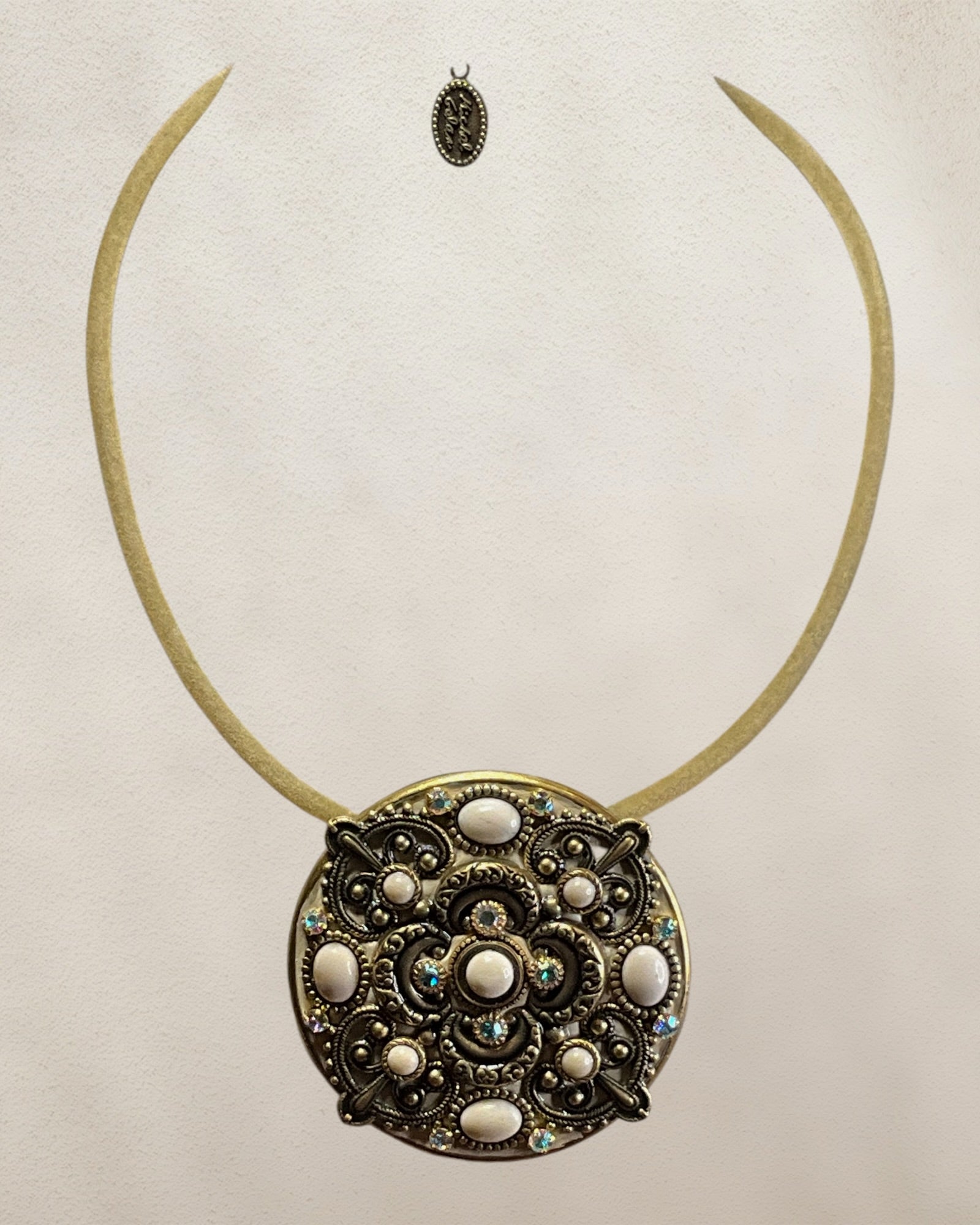 Michal Golan Choker Necklace Featuring a Large, Ornate Pendant with Semi-Precious Stones - Estate Sale (Great Condition)