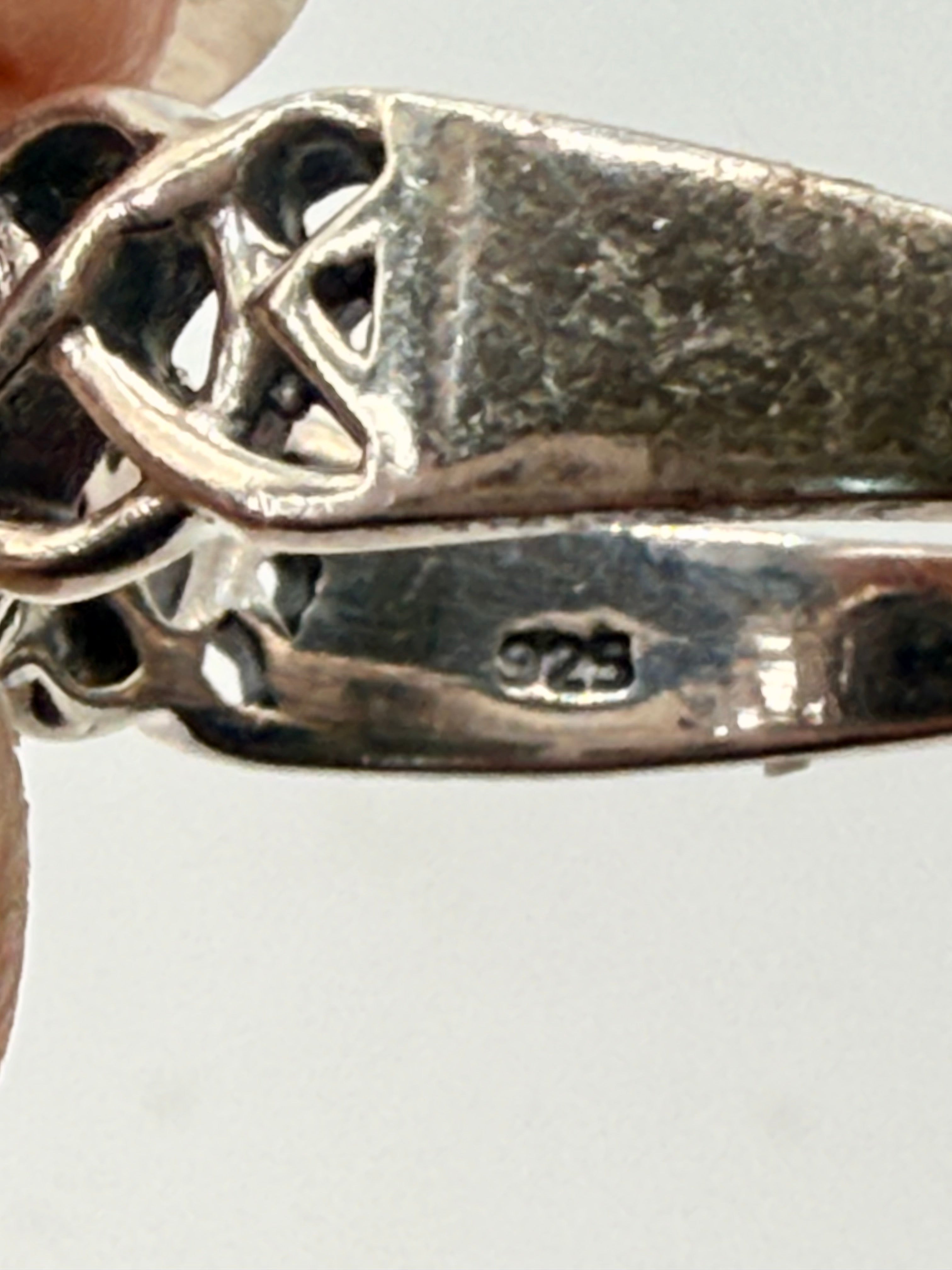 Bling Collection - Sterling Silver Black Spinel Celtic Knot Design Gemstone Ring