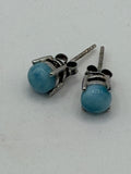 Sterling Silver Larimar Stud Earrings - Estate Sale (Great Condition)