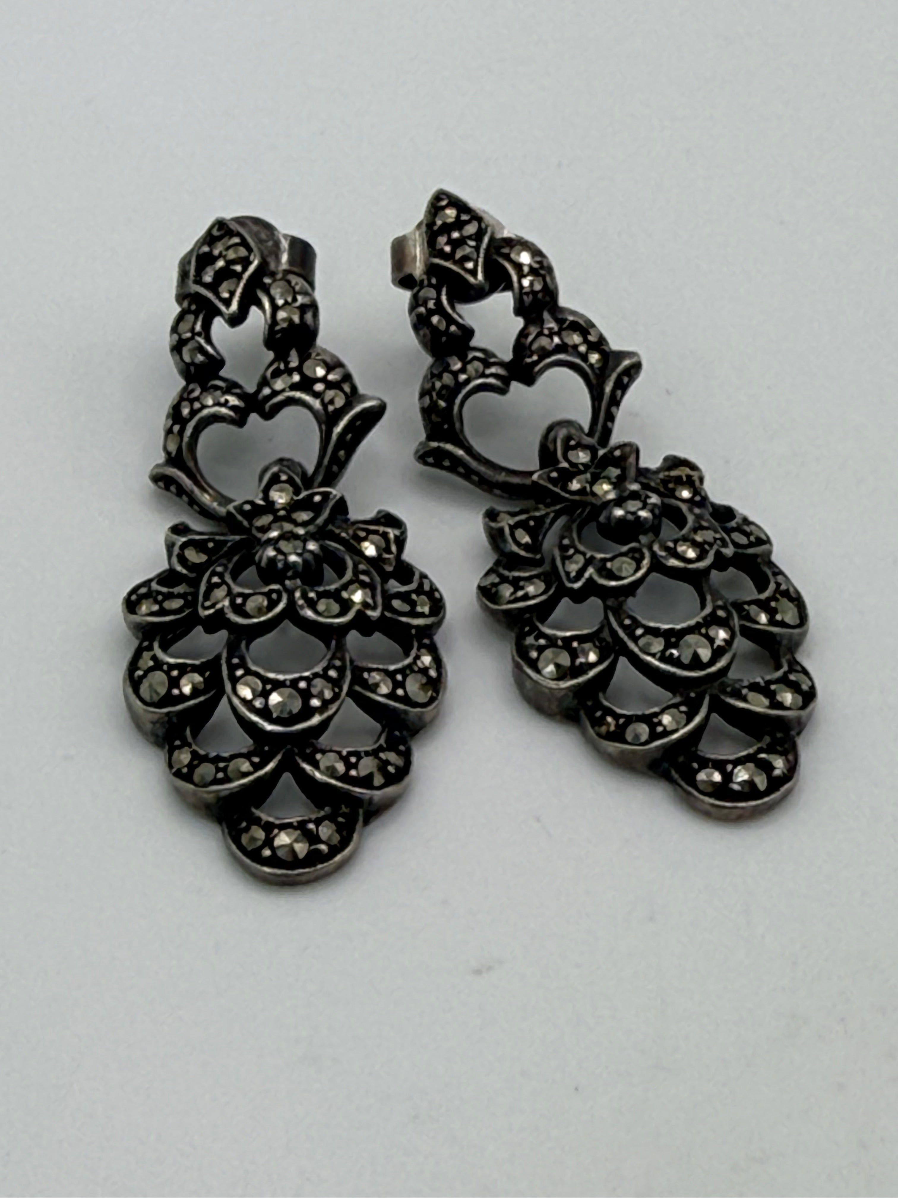 Marcasite Dangle Earrings - Estate Sale (Great Condition)